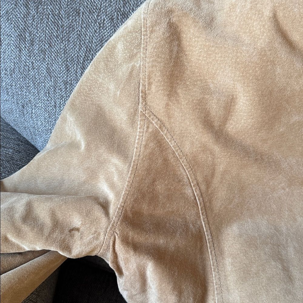 Shearling-Lined Hooded Suede Jacket - Cream Trim - Picture 16 of 16